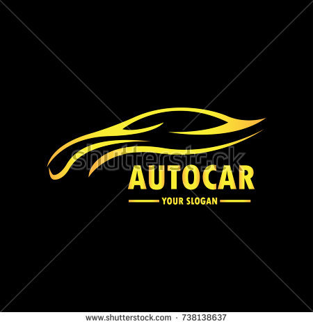 Gold Car Logo Template With Black Backround. Abstract Car Silhouette For Automotive Company Logo. - Avtocompany, Transparent background PNG HD thumbnail