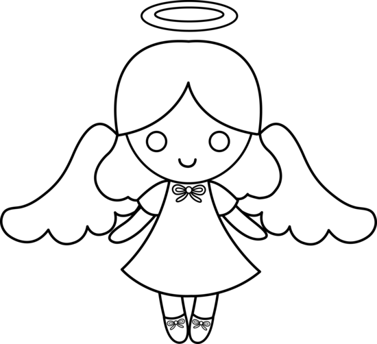 Cute Colorable Little Angel - Baby Angel Black And White, Transparent background PNG HD thumbnail