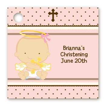 Angel Baby Girl Caucasian   Personalized Baptism / Christening Card Stock Favor Tags - Baby Baptism, Transparent background PNG HD thumbnail
