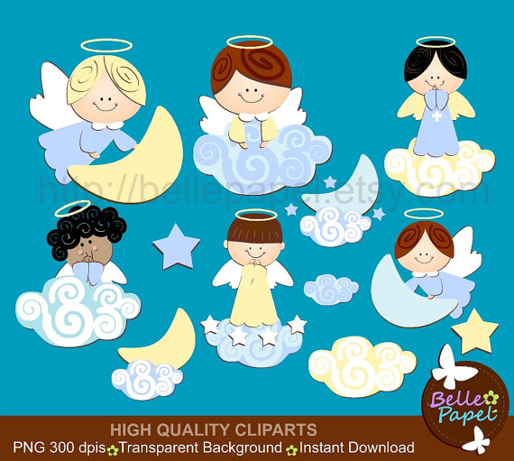 Baby Angel Boys And Clouds. Blue And Yellow. Baptism. Christening. Png Digital Clipart Set. Personal And Commercial Use* Instant Download From Bellepapel On Hdpng.com  - Baby Baptism, Transparent background PNG HD thumbnail
