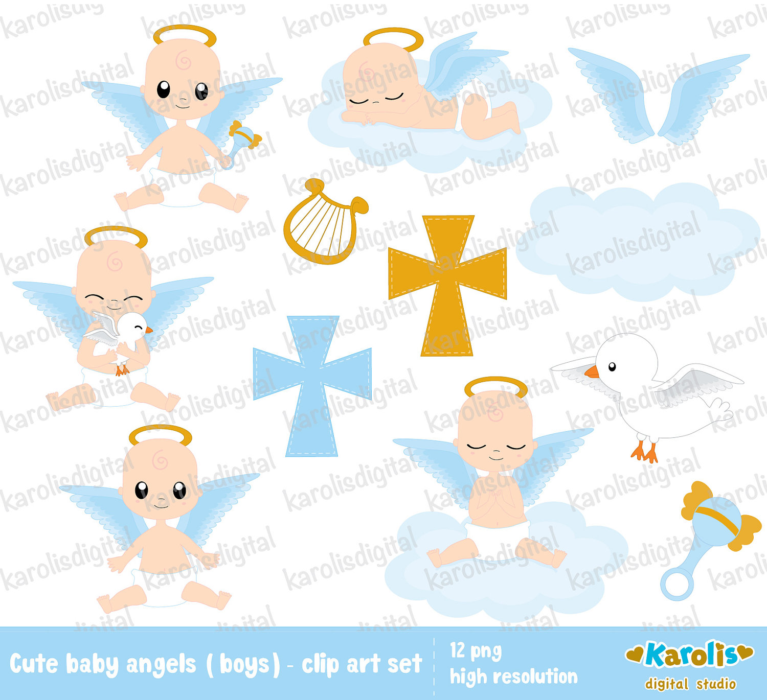 Baby Baptism Clipart - Pink C