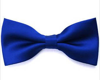 Royal Blue Satin Bow Tie W/ Elastic As Attachment For Kids Boy Toddler Or Baby - Baby Blue Bow Tie, Transparent background PNG HD thumbnail