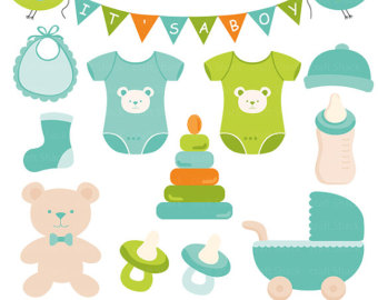 Baby Things Clipart - Baby Boy Items, Transparent background PNG HD thumbnail