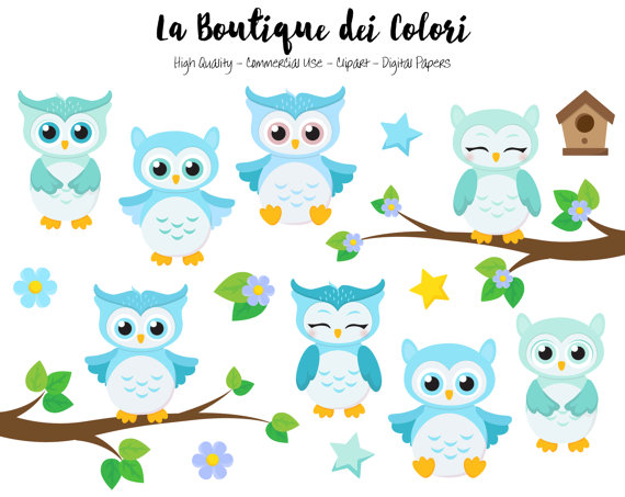 Blue Baby Owls Clipart, Cute Digital Graphics Png, Birds, Nursery, Baby Shower, Boy Owl Clip Art, Planner Stickers Commercial Use - Baby Boy Owl, Transparent background PNG HD thumbnail