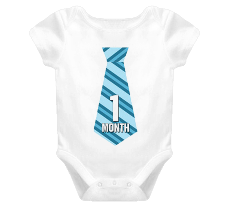 Baby Boy 1 Month Old Tie Dress Up Child Onesie T Shirt - Baby Boy Tie, Transparent background PNG HD thumbnail