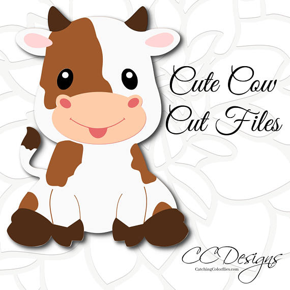 Cute Cow Svg Cut File, Baby Cow Sitting Svg, Farm Animal Cut Files, Baby Farm Animals, Png Images, Dxf Cut Files - Baby Farm Animals, Transparent background PNG HD thumbnail