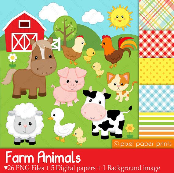 Digital Clipart   Farm Animals   Digital Paper And Clip Art Set - Baby Farm Animals, Transparent background PNG HD thumbnail