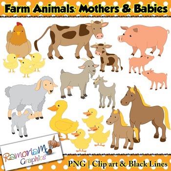 Farm Animals Clip Art - Baby Farm Animals, Transparent background PNG HD thumbnail