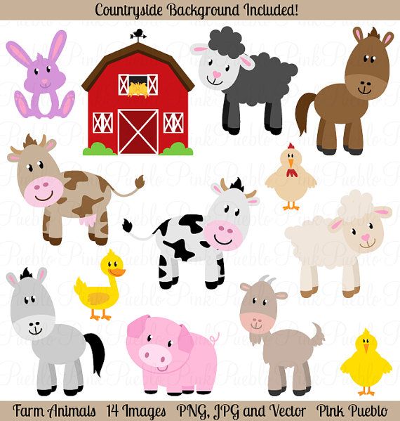 Farm Animals Clipart Clip Art, Barnyard Animals Clipart Clip Art   Commercial And Personal Use - Baby Farm Animals, Transparent background PNG HD thumbnail