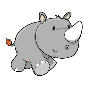 Cartoon Baby Rhino : Custom Wall Decals, Wall Decal Art, And Wall Decal Murals - Baby Rhino, Transparent background PNG HD thumbnail