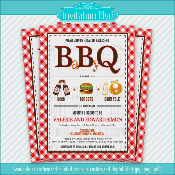 Co Ed Baby Shower Barbecue Invitation By Invitationblvd - Baby Shower Bbq, Transparent background PNG HD thumbnail