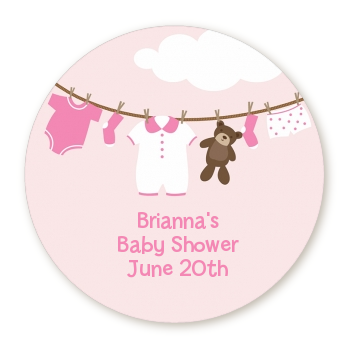 Clothesline Itu0027S A Girl   Round Personalized Baby Shower Sticker Labels - Baby Shower Its A Girl, Transparent background PNG HD thumbnail