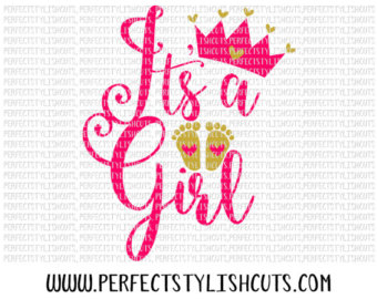 Itu0027S A Girl Svg, Dxf, Eps, Png Files For Cutting Machines Cameo Or - Baby Shower Its A Girl, Transparent background PNG HD thumbnail