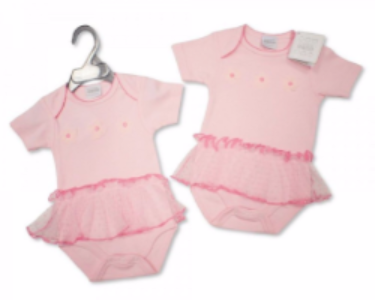 Baby Girls Short Sleeve Bodyvest With Tutu Frill U0026 Daisy Motif Vest Romper - Baby Tutu, Transparent background PNG HD thumbnail