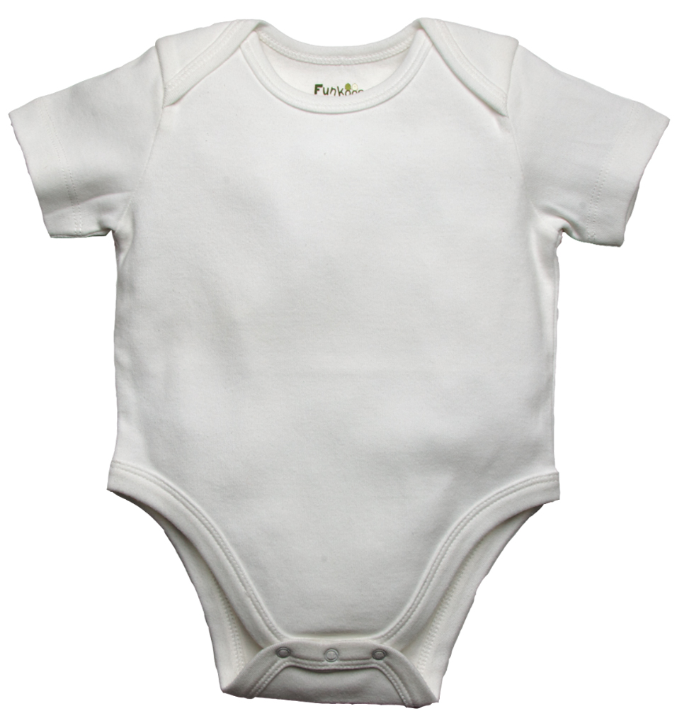 Funkoos White Short Sleeve Organic Baby Bodysuits. - Baby Vest, Transparent background PNG HD thumbnail