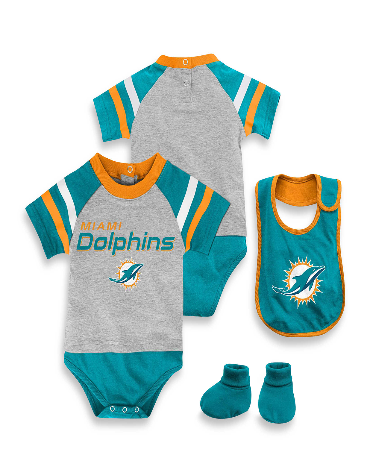 Nfl Kids Baby 3 Piece Dolphins Baby Bodysuit Set - Baby Vest, Transparent background PNG HD thumbnail
