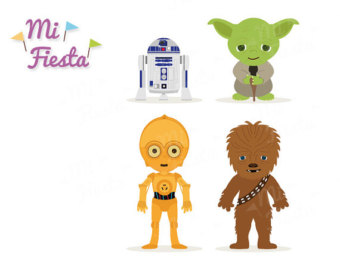 Baby Yoda Png - Star Wars Inspired Chewbacca, C3P0, R2D2 And Yoda Clipart Birthdays Instant Digital Download Party, Transparent background PNG HD thumbnail