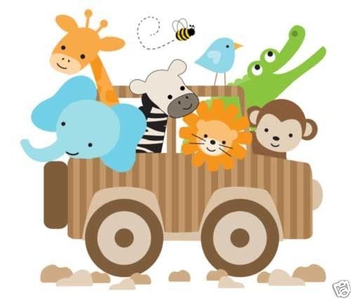 Jungle Jeep Wall Art Mural Decal For Baby Girl Boy Nursery Or Kids Room Decoru2026 - Baby Zoo Animals, Transparent background PNG HD thumbnail
