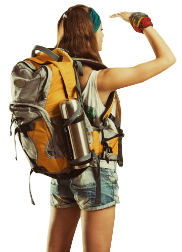 Young Woman Backpacker Traveling Along - Backpacker, Transparent background PNG HD thumbnail