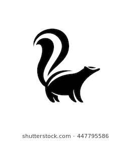 Black Flat Color Simple Elegant Skunk Animal Illustration. - Bad Smell Objects Black And White, Transparent background PNG HD thumbnail