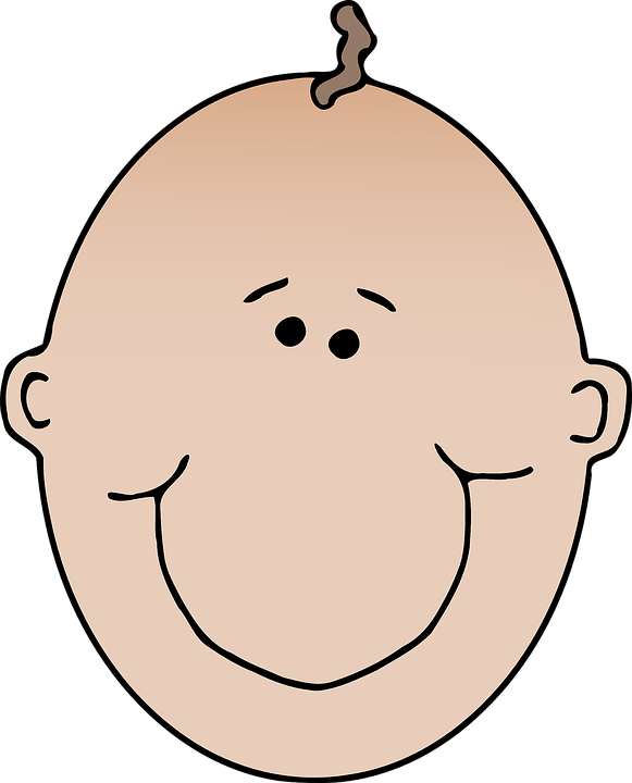 baby bald head smiling happy 