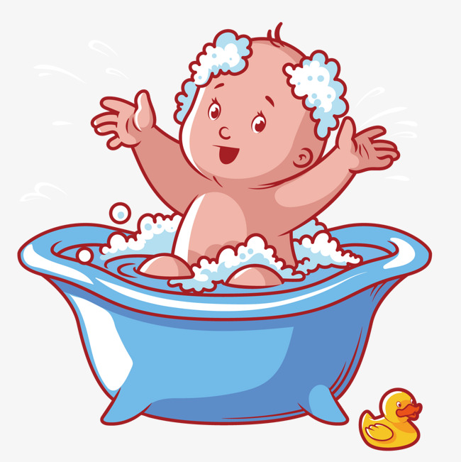 Bathing Bald Baby, Bath Bubble, Take A Bath, Baby Png And Vector - Bald Baby, Transparent background PNG HD thumbnail