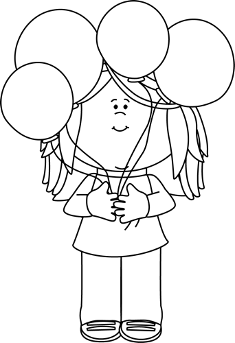 Black And White Girl Holding A Bunch Of Balloons - Balloons Bunch Black And White, Transparent background PNG HD thumbnail