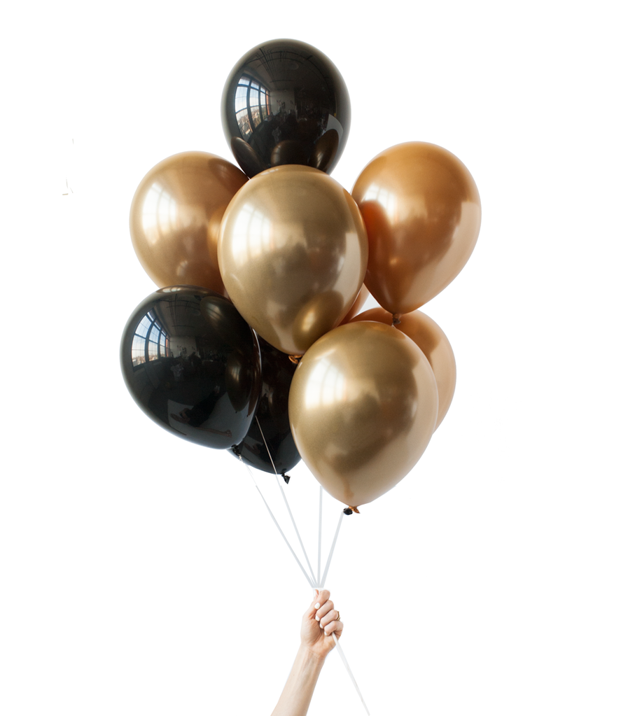 Black U0026 Gold Balloon Bunch (20 Balloons) With A Weight - Balloons Bunch Black And White, Transparent background PNG HD thumbnail