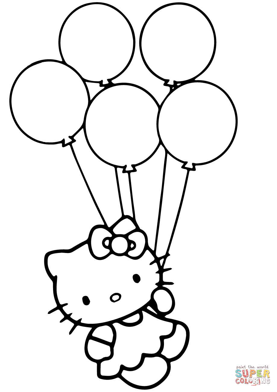 Selected Picture Of Balloons To Color Balloon Coloring Pages Hello Kitty With Page Free Printable - Balloons Bunch Black And White, Transparent background PNG HD thumbnail