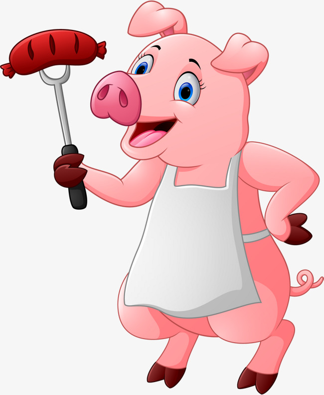 Cartoon Cute Pig Cook, Apron, Chef, Barbecue Png Image And Clipart - Barbecue Pig, Transparent background PNG HD thumbnail