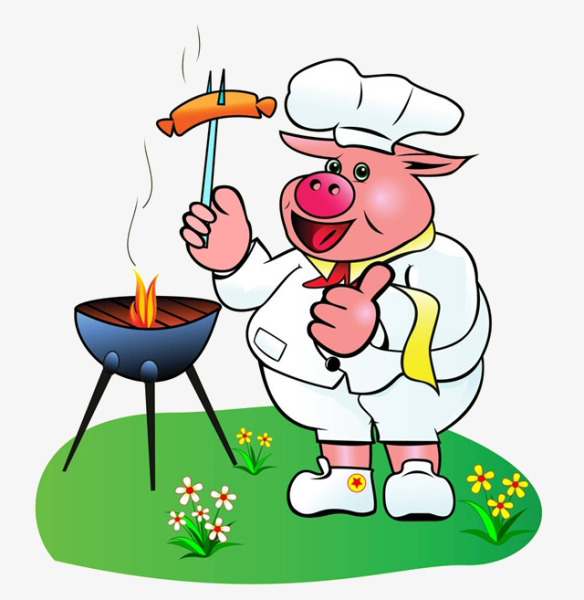Cartoon Pork Barbecue, Cartoon, Pig Barbecue, Flowers Png Image And Clipart - Barbecue Pig, Transparent background PNG HD thumbnail