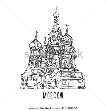 St. Basilu0027S Cathedral. Moscow. Vector Illustration. - Basil Black And White, Transparent background PNG HD thumbnail