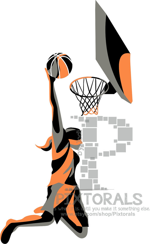 Basketball Female Slam Dunk, Eps, Jpeg, Png, Basketball Vector, Line Art, Graphic Design Basketball - Basketball Dunk, Transparent background PNG HD thumbnail