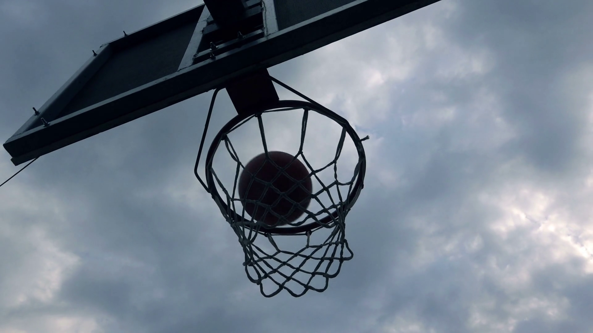 Silhouette Of Ball Going Through Basketball Hoop And Net In Amateur Backyard Play Court Stock Video Footage   Videoblocks - Basketball Going In Hoop, Transparent background PNG HD thumbnail