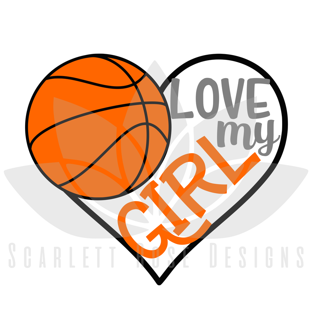 Basketball Sports Svg Cut File, Love My Girl Basketball Heart, Png, Eps, Pdf - Basketball Mom, Transparent background PNG HD thumbnail