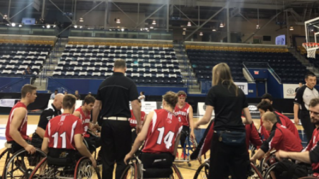 Members Of Canadau0027S Menu0027S Wheelchair Basketball Team Huddle Prior To Their Match Against Turkey At The - Basketball Team Huddle, Transparent background PNG HD thumbnail