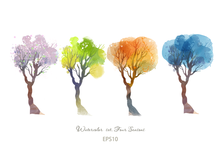 Vier Jahreszeiten Aquarell Bäume - Baum Vier Jahreszeiten, Transparent background PNG HD thumbnail