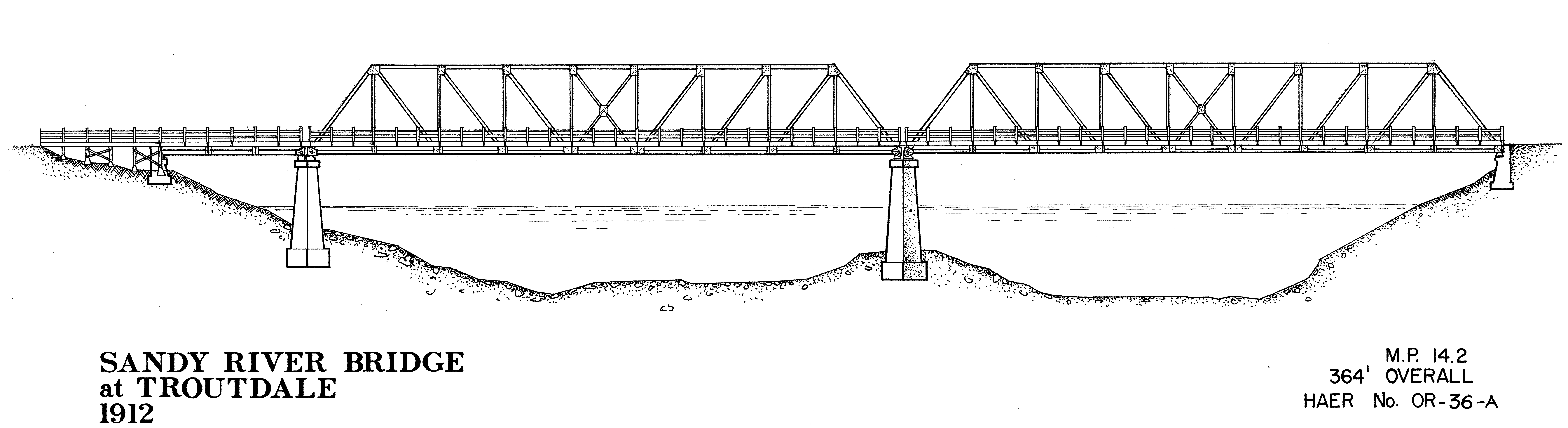 File:sandy River Bridge At Troutdale (Cropped Haer Measured Drawing).png - Beam Bridge, Transparent background PNG HD thumbnail