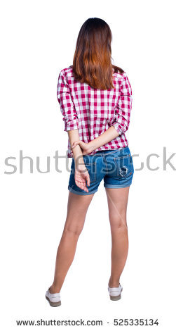 Back View Of Standing Young Beautiful Woman. Girl Watching. Rear View People Collection. - Behind Girl, Transparent background PNG HD thumbnail