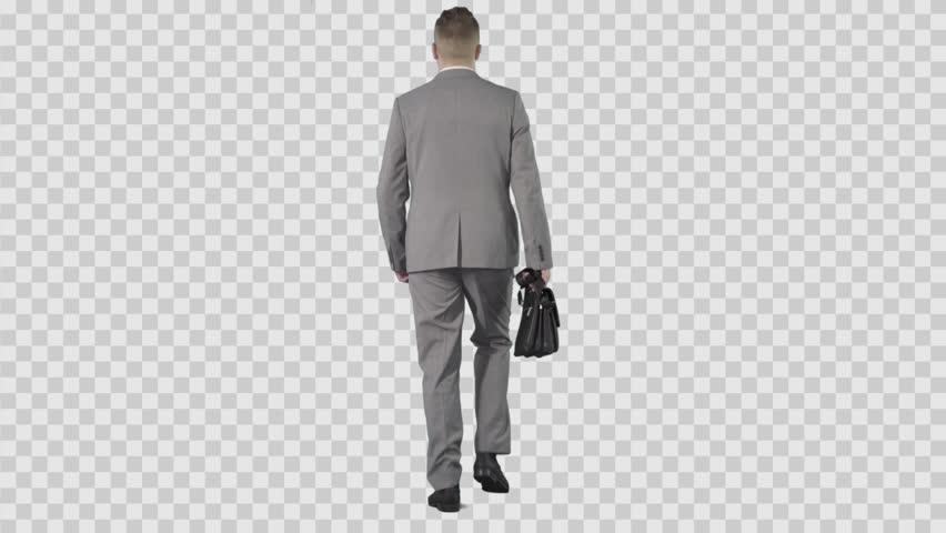 Business Man In Gray Suit Walking From The Camera. Lens 85 Mm. Camera Is - Behind Girl, Transparent background PNG HD thumbnail