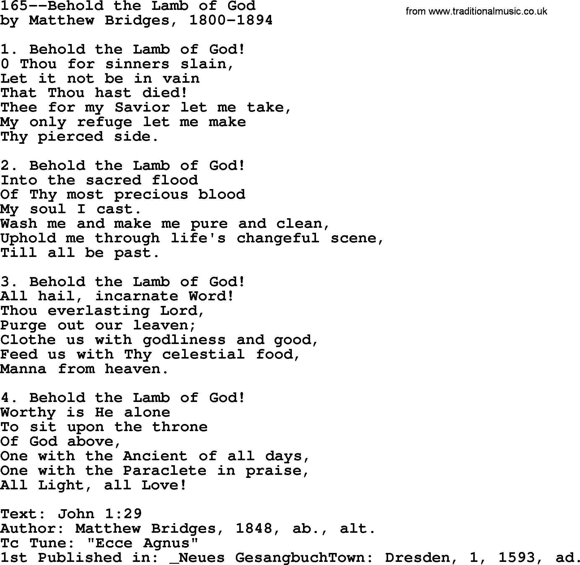 Lutheran Hymn: 165  Behold The Lamb Of God.txt Lyrics With Pdf - Behold The Lamb Of God, Transparent background PNG HD thumbnail