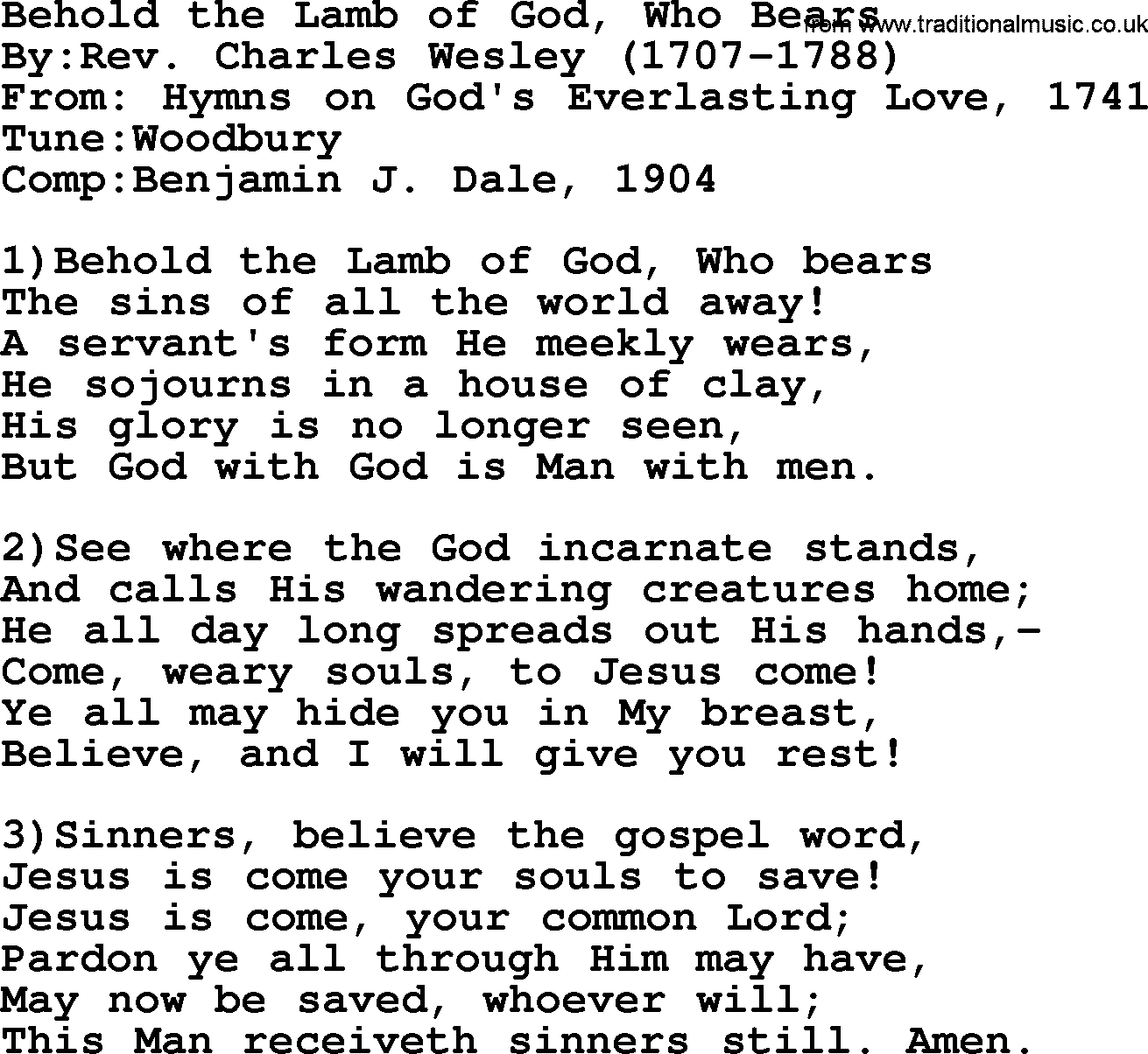 Methodist Hymn: Behold The Lamb Of God, Who Bears, Lyrics - Behold The Lamb Of God, Transparent background PNG HD thumbnail
