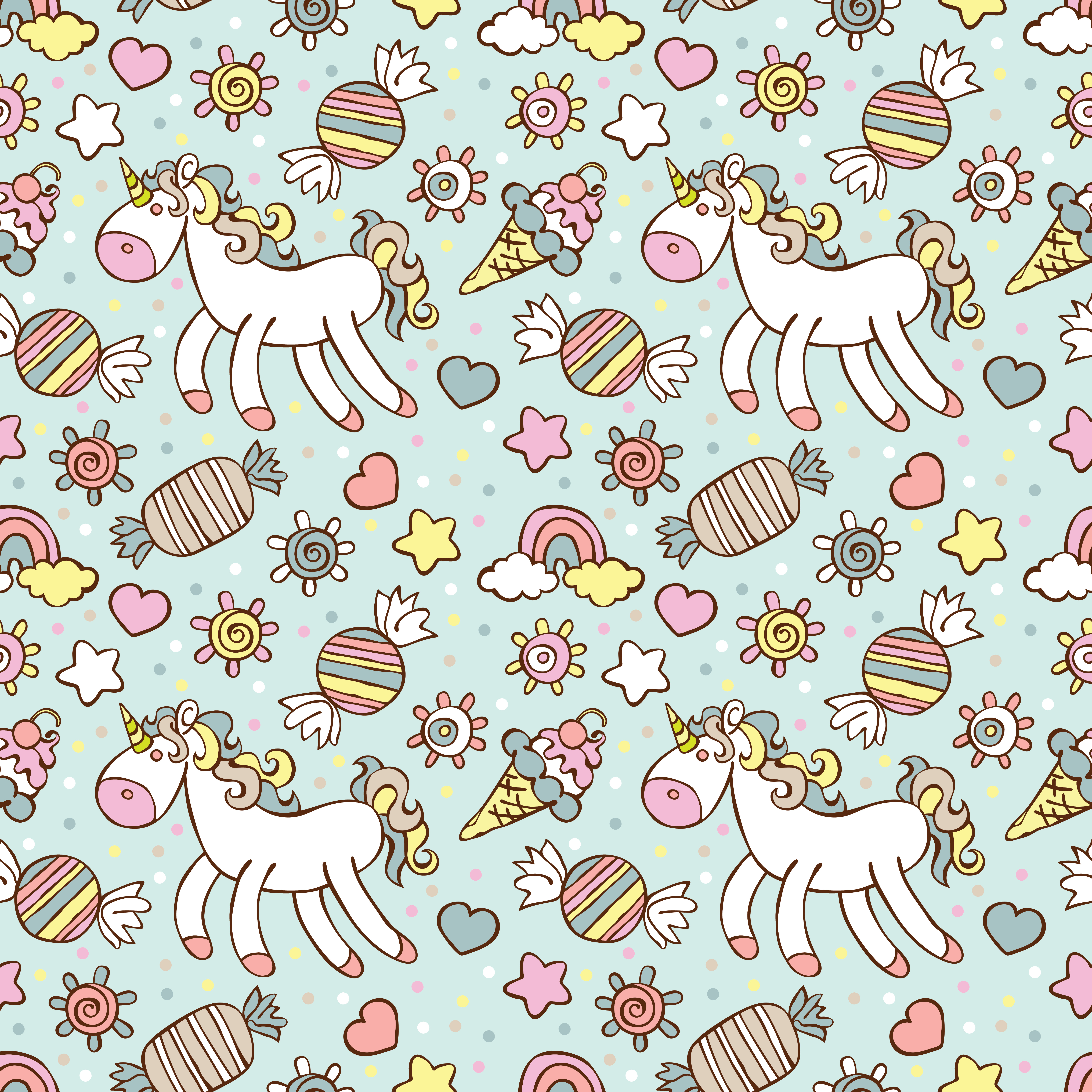 Ice Cream, Candy. Rainbow And Cloud. Sprockets, Hearts And Circles - Betty Ice Vector, Transparent background PNG HD thumbnail