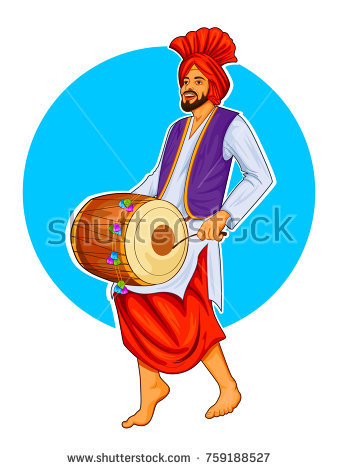 Illustration Of Sikh Punjabi Sardar Playing Dhol And Dancing Bhangra On Holiday Like Lohri Or Vaisakhi - Bhangra Dhol, Transparent background PNG HD thumbnail