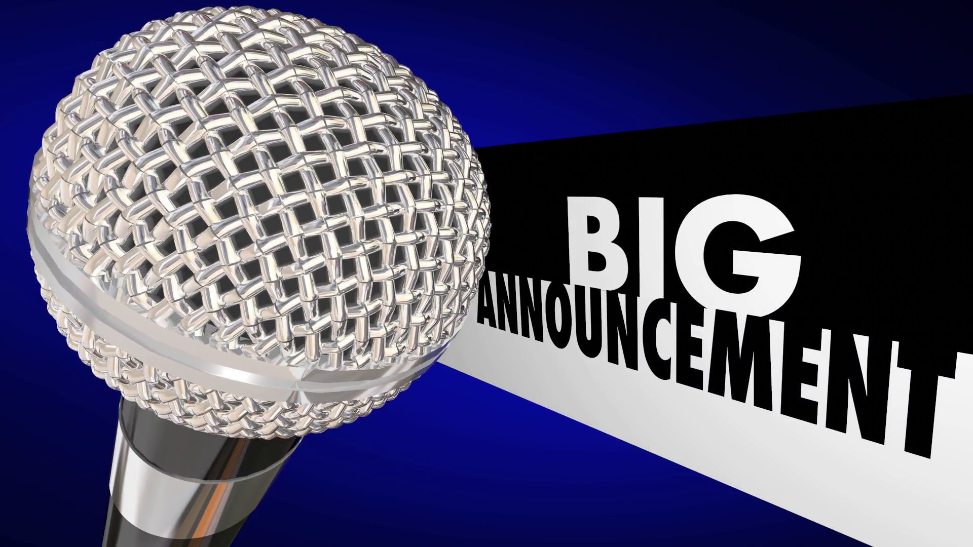 Big Announcement Important News Update Message Microphone 3D Illustration Motion Background   Videoblocks - Big Announcement, Transparent background PNG HD thumbnail
