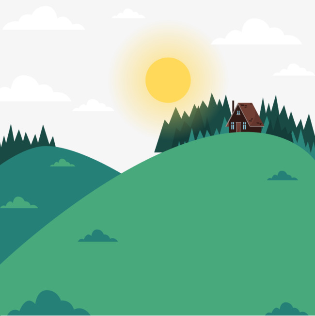 Vector Big Hill, Sun, House, Forest Free Png And Vector - Big Hill, Transparent background PNG HD thumbnail
