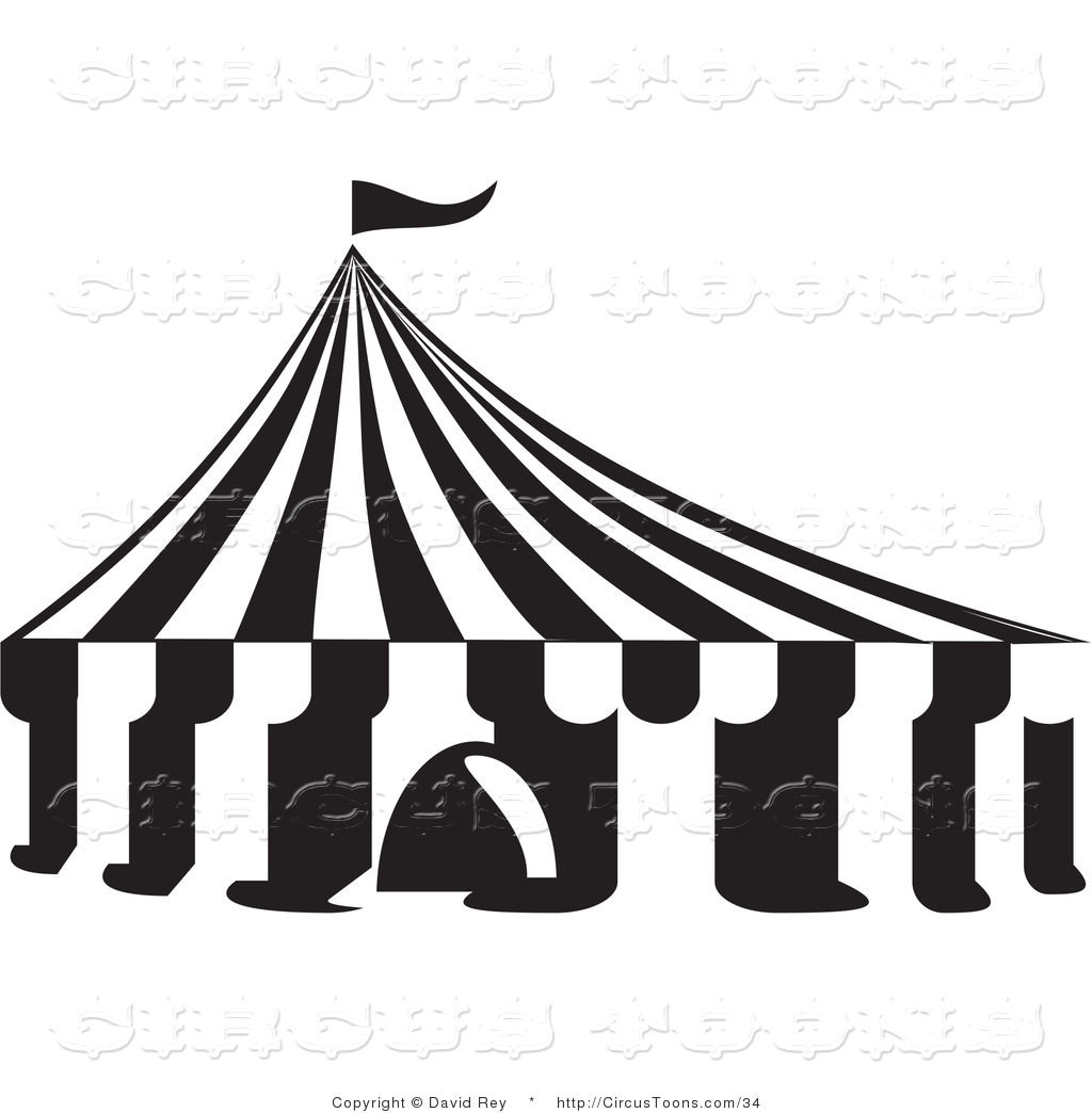 Circus Vector Clipart Of A Black And White Big Top Tent - Big Top, Transparent background PNG HD thumbnail