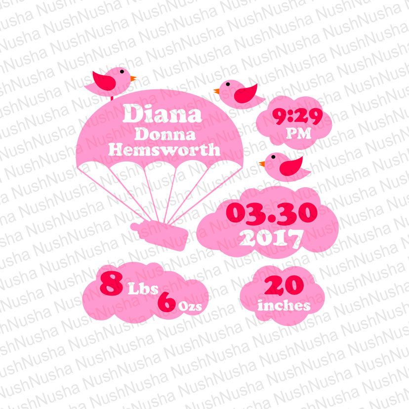 Baby Birth Announcement Svg, Dxf, Png, Eps, Cdr, Vector, Digital - Birth Announcement, Transparent background PNG HD thumbnail