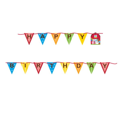 Farmhouse Fun Happy Birthday Ribbon Flag Banner - Birthday Flag, Transparent background PNG HD thumbnail