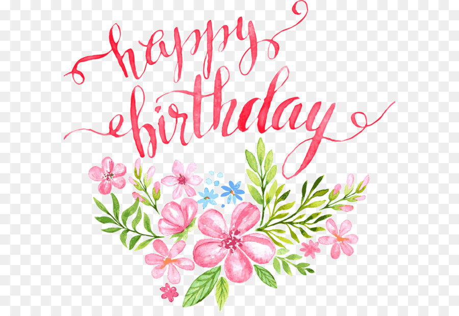 Birthday Calligraphy Greeting Card Illustration   Flowers Happy Birthday Letters Buckle Clip Free Hd - Birthday Flowers, Transparent background PNG HD thumbnail